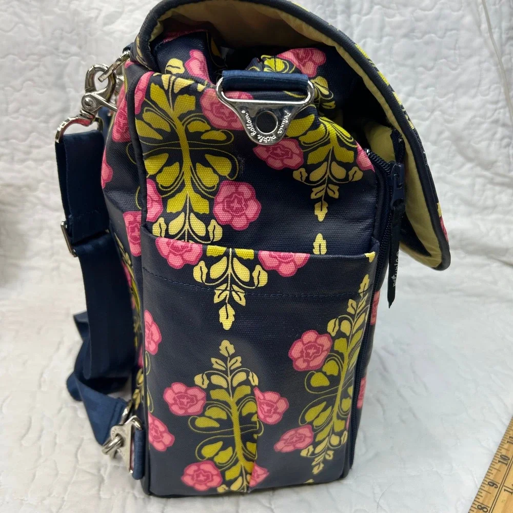 Petunia Pickle Bottom Seville Backpack Diaper Bag Navy Pink Floral Glazed Canvas